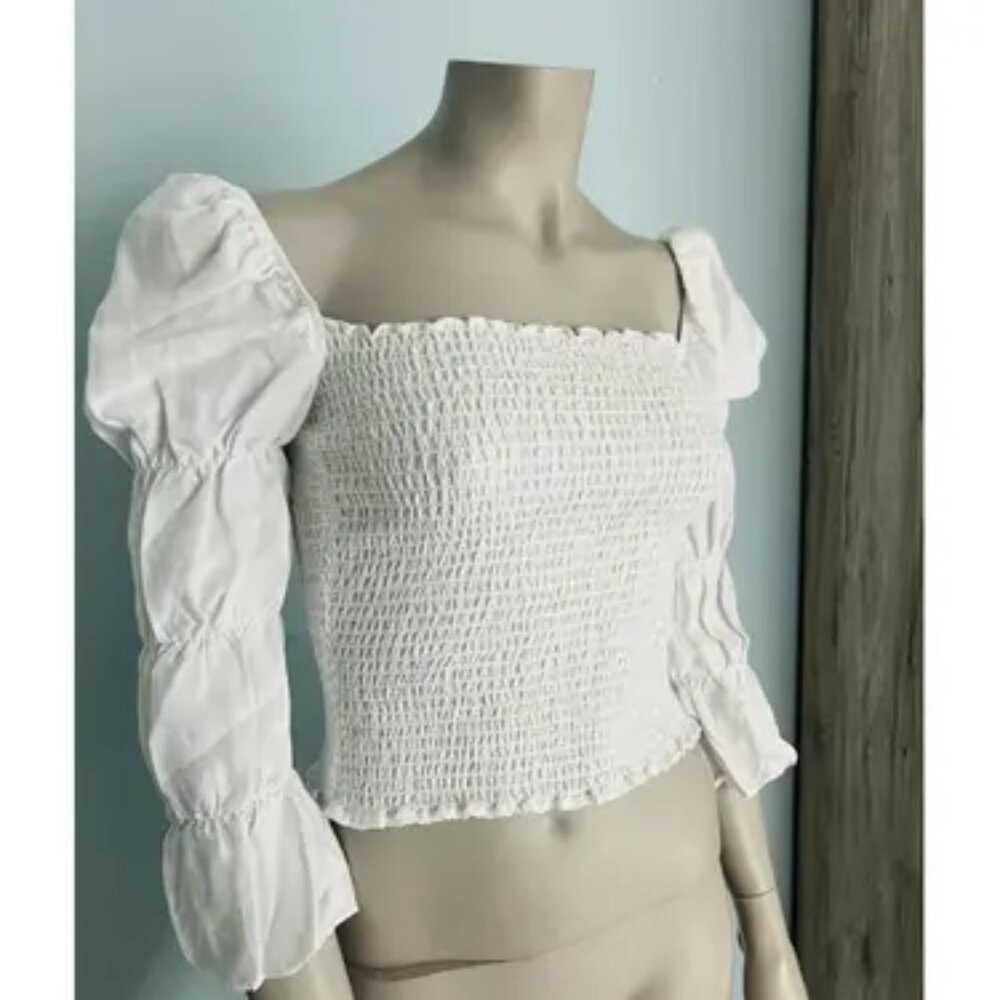 Reformation linen puff sleeve blouse